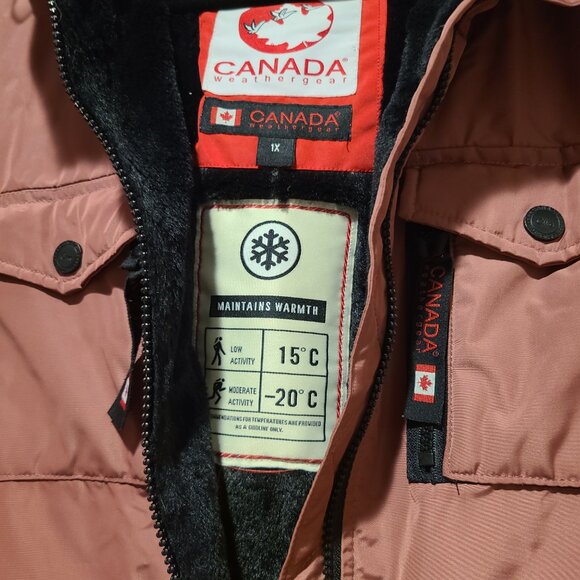Canada Weather Gear Winter Down Hooded Cinched Waist Coat Rose Pink 1X - Picture 4 of 5